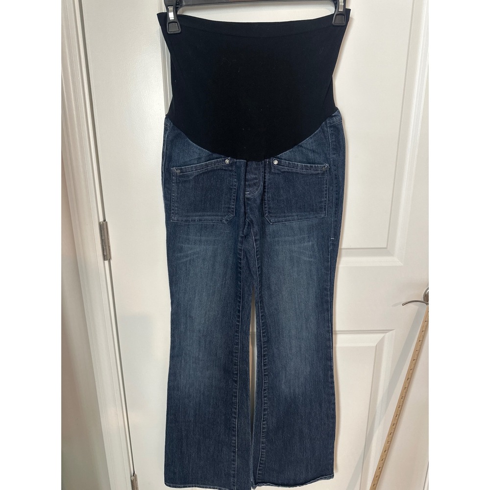 Oh Baby by Motherhood Maternity Jeans Small Dark Wash Bootcut Full Belly Panel